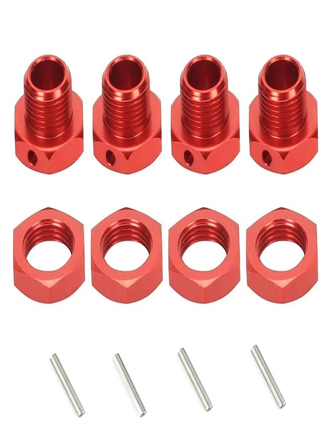 UURCSKY Aluminum 17mm Hex Wheel Nuts Adapter for Arrma 6s BLX Infraction Limitless Mojave Typhon hopups Upgrade Parts 4 pcs/Set(Red) - Image 1